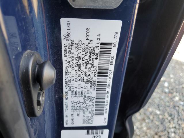 5TEJU62N57Z451746 - 2007 TOYOTA TACOMA DOUBLE CAB PRERUNNER BLUE photo 12