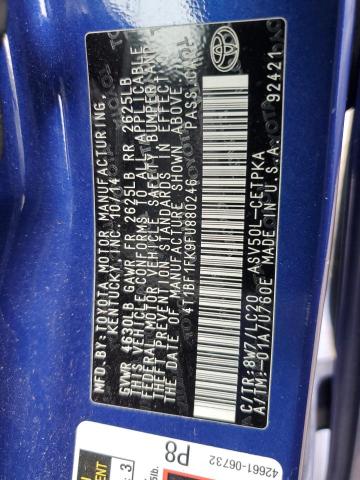 4T1BF1FK9FU880246 - 2015 TOYOTA CAMRY LE BLUE photo 13