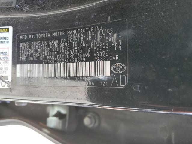 2T1KR32E25C429579 - 2005 TOYOTA COROLLA MA XR BLACK photo 13