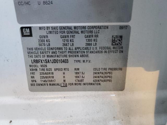LRBFX1SA1JD010403 - 2018 BUICK ENVISION ESSENCE WHITE photo 12
