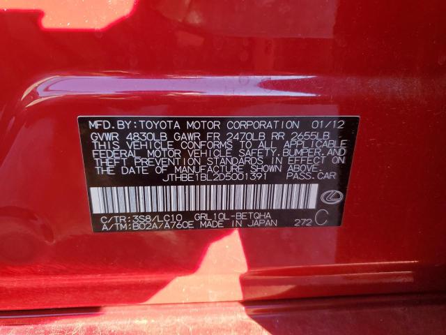 JTHBE1BL2D5001391 - 2013 LEXUS GS 350 RED photo 12