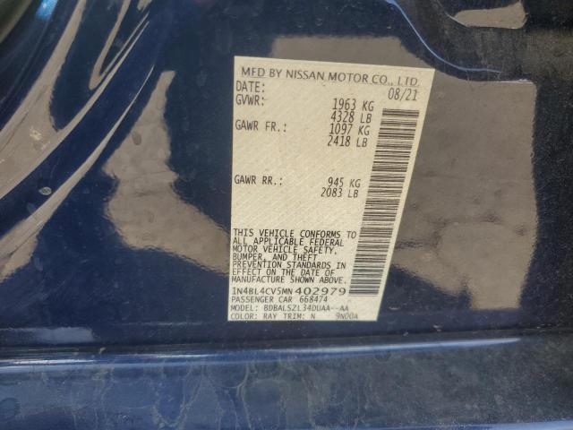 1N4BL4CV5MN402979 - 2021 NISSAN ALTIMA SR BLUE photo 12