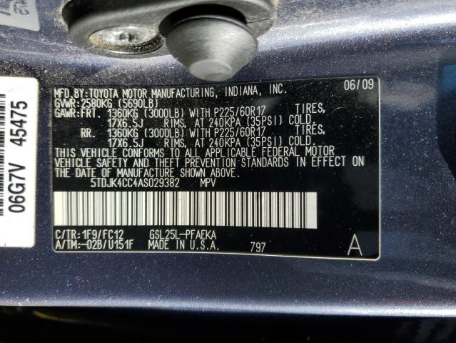 5TDJK4CC4AS029382 - 2010 TOYOTA SIENNA LE CHARCOAL photo 13