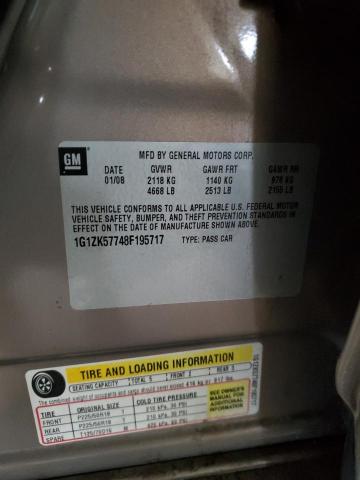 1G1ZK57748F195717 - 2008 CHEVROLET MALIBU LTZ ნაცრისფერი ფოტო 12