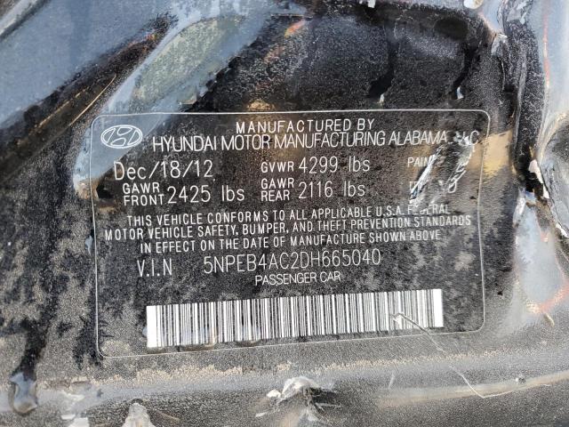 5NPEB4AC2DH665040 - 2013 HYUNDAI SONATA GLS BLACK photo 13