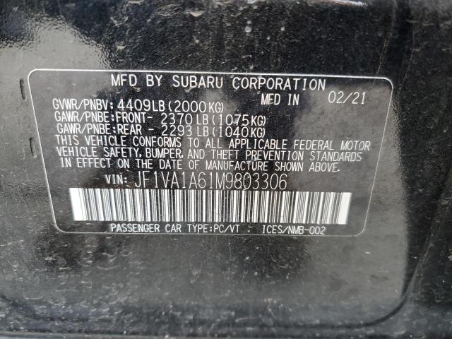 JF1VA1A61M9803306 - 2021 SUBARU WRX BLACK photo 13