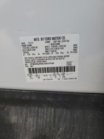 1FM5K8AR6JGA37036 - 2018 FORD EXPLORER POLICE INTERCEPTOR Ağ foto 13