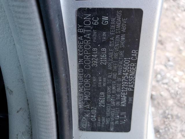 KNAFE121975456001 - 2007 KIA SPECTRA EX SILVER photo 12