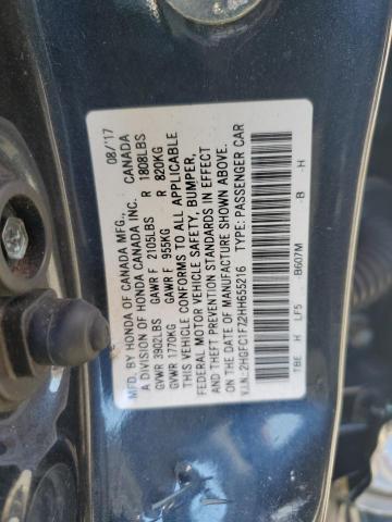 2HGFC1F72HH655216 - 2017 HONDA CIVIC EXL GRAY photo 12