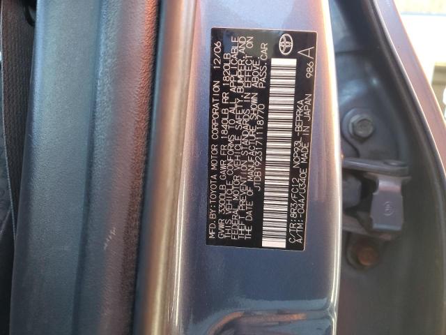 JTDBT923171118770 - 2007 TOYOTA YARIS BLUE photo 12