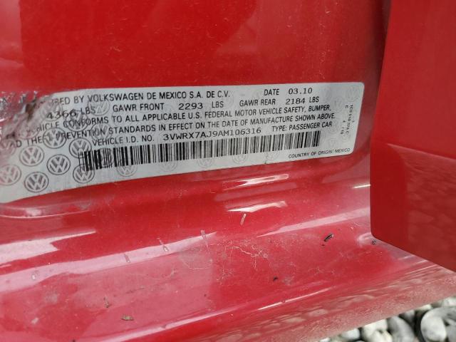 3VWRX7AJ9AM106316 - 2010 VOLKSWAGEN JETTA SE RED photo 13