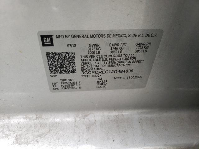 3GCPCREC1JG484836 - 2018 CHEVROLET SILVERADO C1500 LT Silber Foto 12