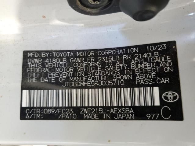 JTDBDMHE5RJ005710 - 2024 TOYOTA COROLLA LE Սպիտակ լուսանկար 12