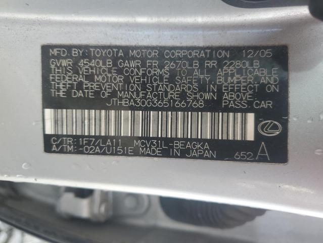 JTHBA30G365166768 - 2006 LEXUS ES 330 SILVER photo 13