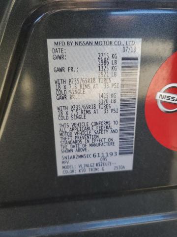 5N1AR2MM5EC611193 - 2014 NISSAN PATHFINDER S GRAY photo 13