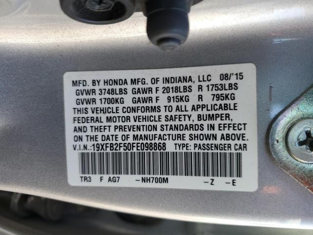 19XFB2F50FE098868 - 2015 HONDA CIVIC LX SILVER photo 12