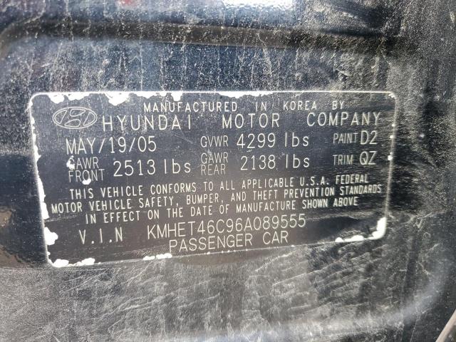 KMHET46C96A089555 - 2006 HYUNDAI SONATA GL BLUE photo 13