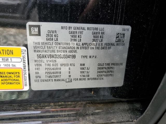 5GAKVBKD2GJ334199 - 2016 BUICK ENCLAVE BLACK photo 13