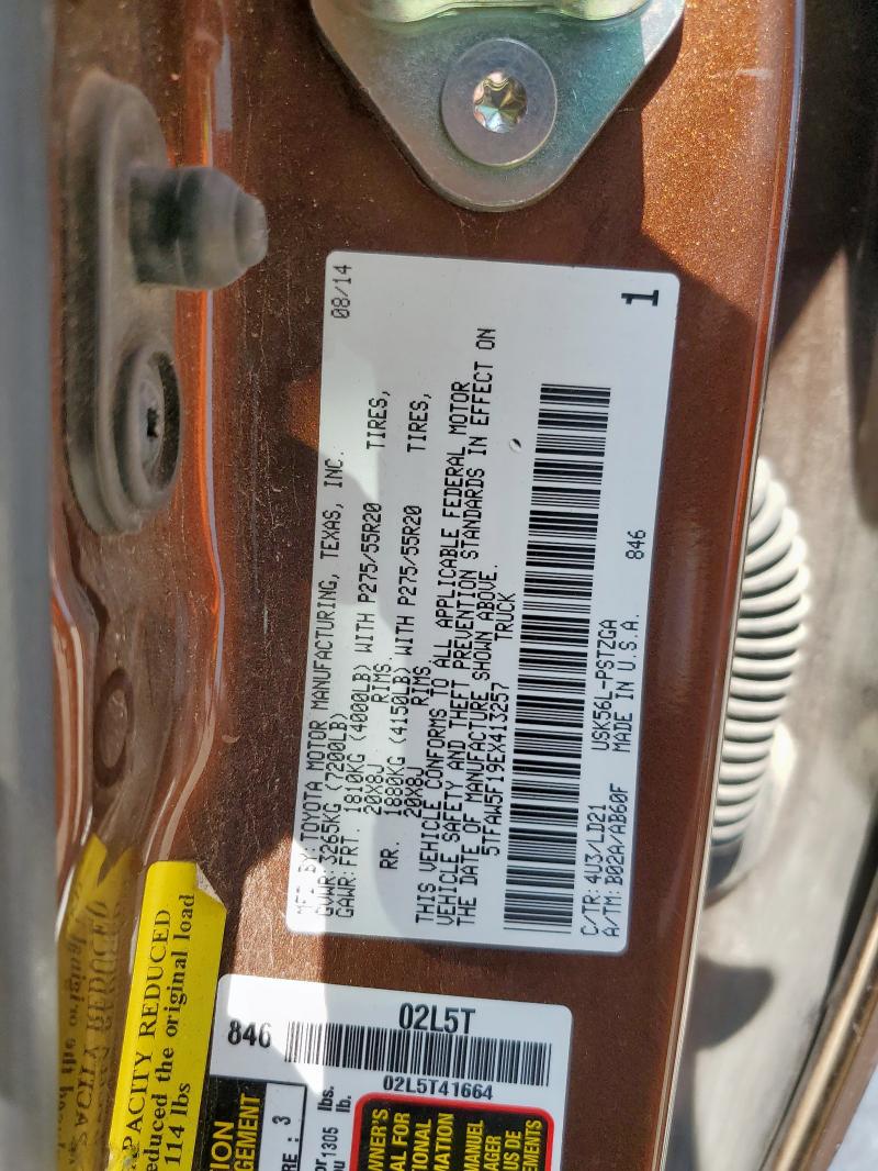 5TFAW5F19EX413257 - 2014 TOYOTA TUNDRA CREWMAX PLATINUM Qəhvəyi foto 12