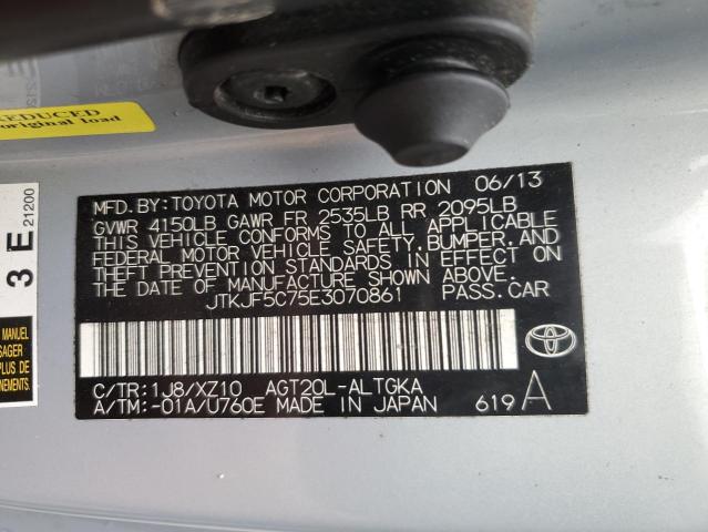 JTKJF5C75E3070861 - 2014 TOYOTA SCION TC ვერცხლისფერი ფოტო 12