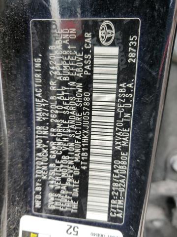 4T1B11HKXJU057880 - 2018 TOYOTA CAMRY L BLACK photo 12