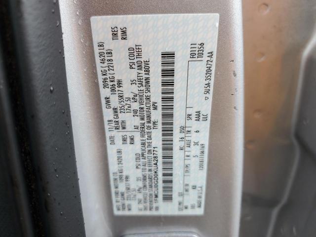 1FMCU0GD0KUA28771 - 2019 FORD ESCAPE SE 银色 照片 13