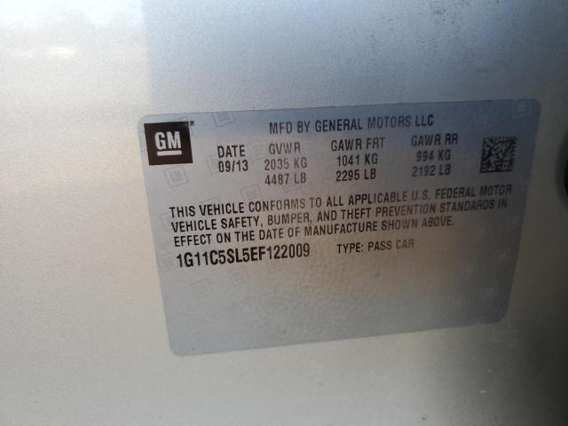 1G11C5SL5EF122009 - 2014 CHEVROLET MALIBU 1LT 银色 照片 12