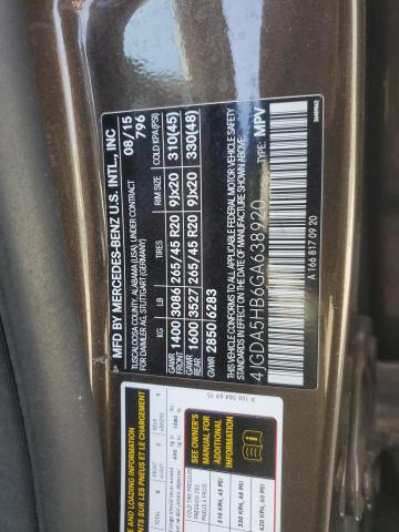 4JGDA5HB6GA638920 - 2016 MERCEDES-BENZ GLE 350 4MATIC BROWN photo 14