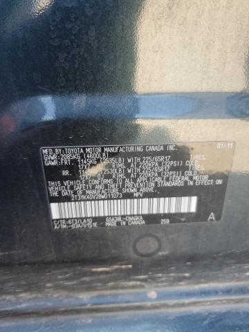 2T3YK4DV2BW011073 - 2011 TOYOTA RAV4 LIMITED BLUE photo 13