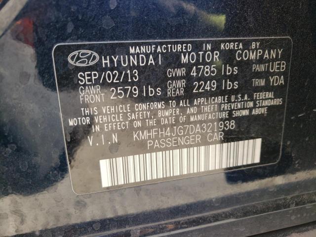 KMHFH4JG7DA321938 - 2013 HYUNDAI AZERA GLS BLUE photo 13