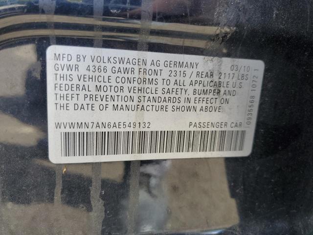 WVWMN7AN6AE549132 - 2010 VOLKSWAGEN CC SPORT BLACK photo 12