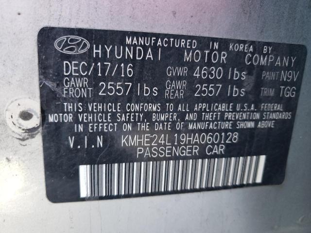 KMHE24L19HA060128 - 2017 HYUNDAI SONATA HYBRID SILVER photo 12