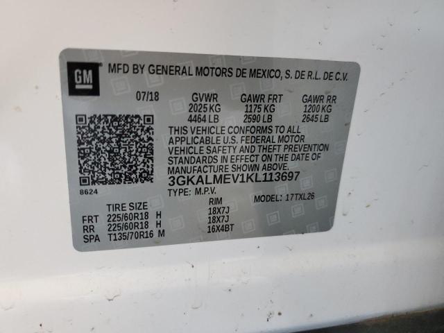 3GKALMEV1KL113697 - 2019 GMC TERRAIN SLE WHITE photo 13