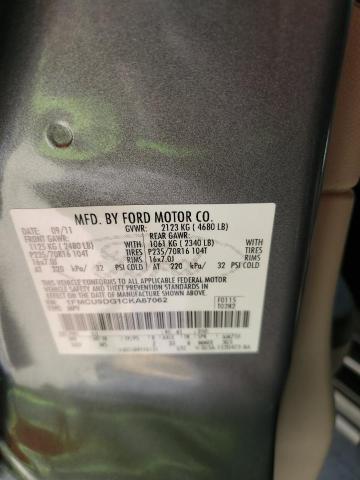 1FMCU9DG1CKA67062 - 2012 FORD ESCAPE XLT CHARCOAL photo 13