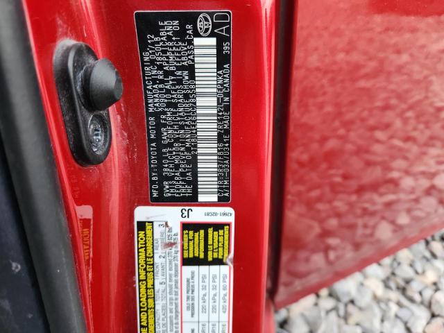 2T1BU4EE6CC785580 - 2012 TOYOTA COROLLA BASE MAROON photo 12