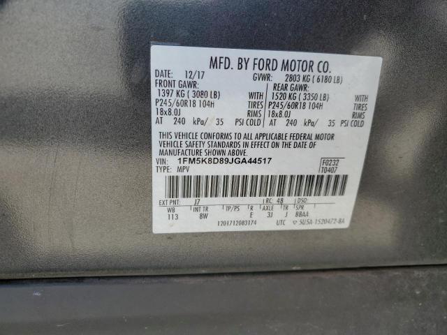 1FM5K8D89JGA44517 - 2018 FORD EXPLORER XLT GRAY photo 13