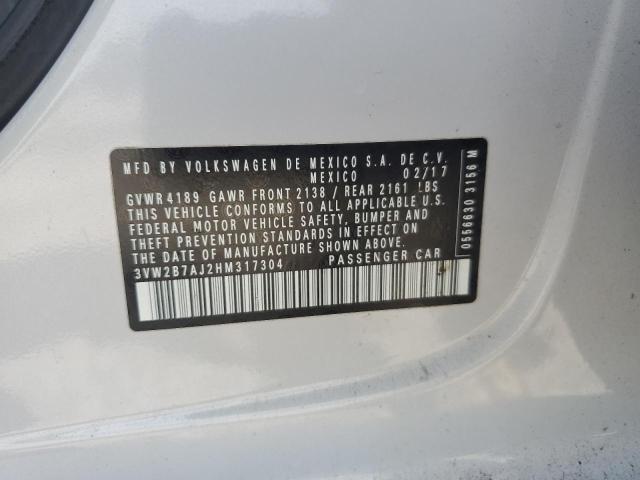 3VW2B7AJ2HM317304 - 2017 VOLKSWAGEN JETTA S SILVER photo 12