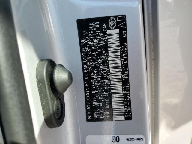 2T1BURHE9KC147282 - 2019 TOYOTA COROLLA L ვერცხლისფერი ფოტო 13