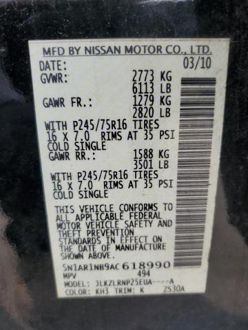 5N1AR1NB9AC618990 - 2010 NISSAN PATHFINDER S BLACK photo 13