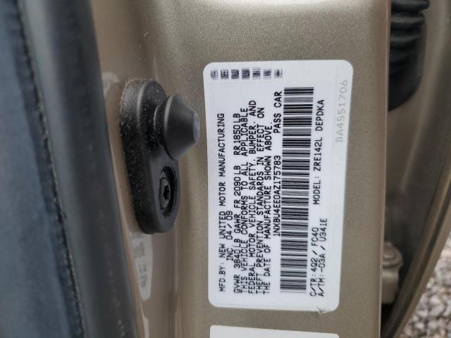 1NXBU4EE0AZ175783 - 2010 TOYOTA COROLLA BASE ბეჟი ფოტო 12