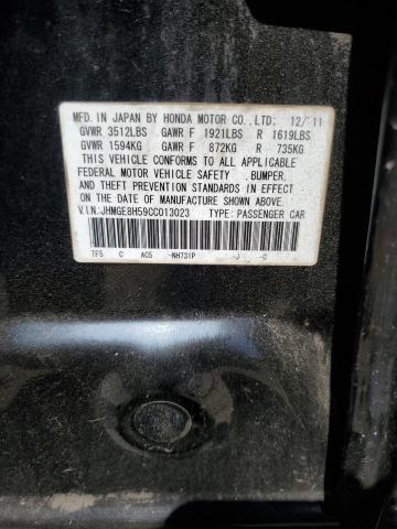 JHMGE8H59CC013023 - 2012 HONDA FIT SPORT შავი ფოტო 13