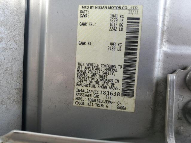 1N4AL2AP2CC183638 - 2012 NISSAN ALTIMA BASE 银色 照片 12