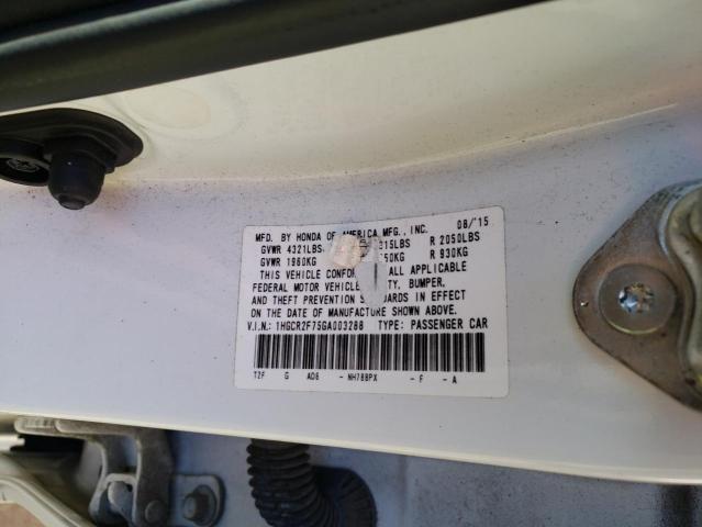 1HGCR2F75GA003288 - 2016 HONDA ACCORD EX WHITE photo 12