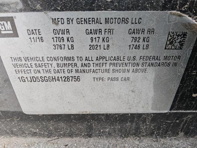 1G1JD5SG6H4128756 - 2017 CHEVROLET SONIC LT Graphite photo 12