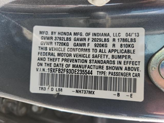 19XFB2F93DE235544 - 2013 HONDA CIVIC EXL رمادي صورة 12