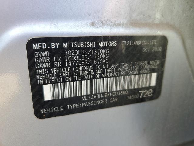 ML32A3HJ9KH003880 - 2019 MITSUBISHI MIRAGE ES SILVER photo 12