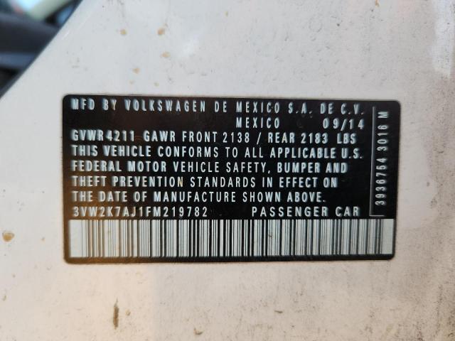 3VW2K7AJ1FM219782 - 2015 VOLKSWAGEN JETTA BASE WHITE photo 12