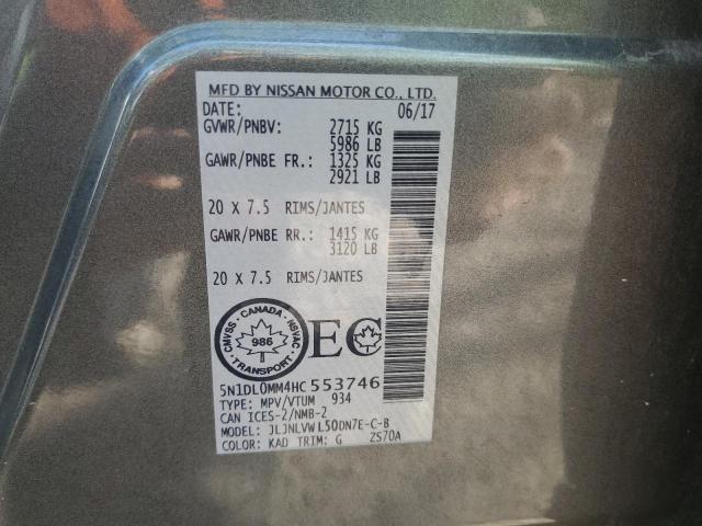 5N1DL0MM4HC553746 - 2017 INFINITI QX60 GRAY photo 14