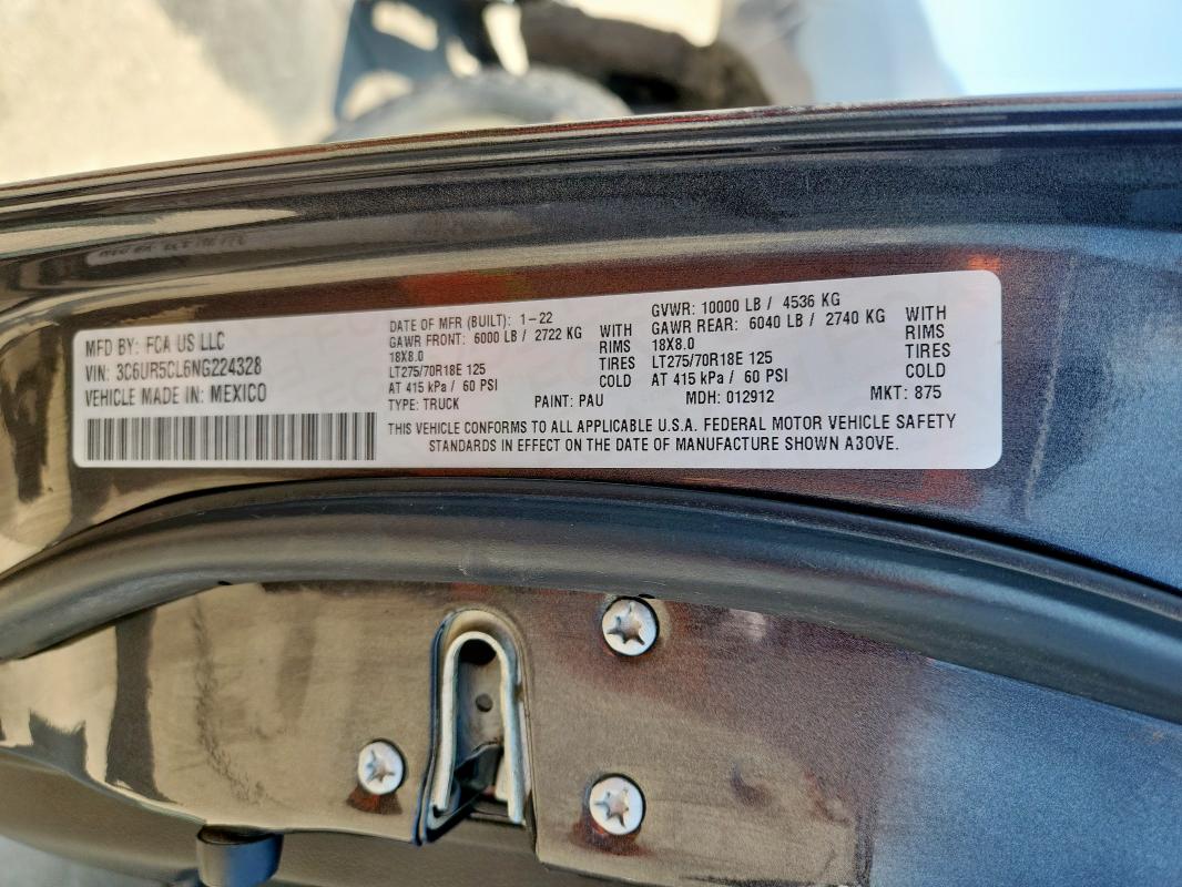 3C6UR5CL6NG224328 - 2022 RAM 2500 TRADESMAN Boz foto 13