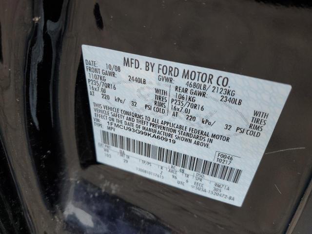 1FMCU93G99KA60919 - 2009 FORD ESCAPE XLT BLACK photo 12